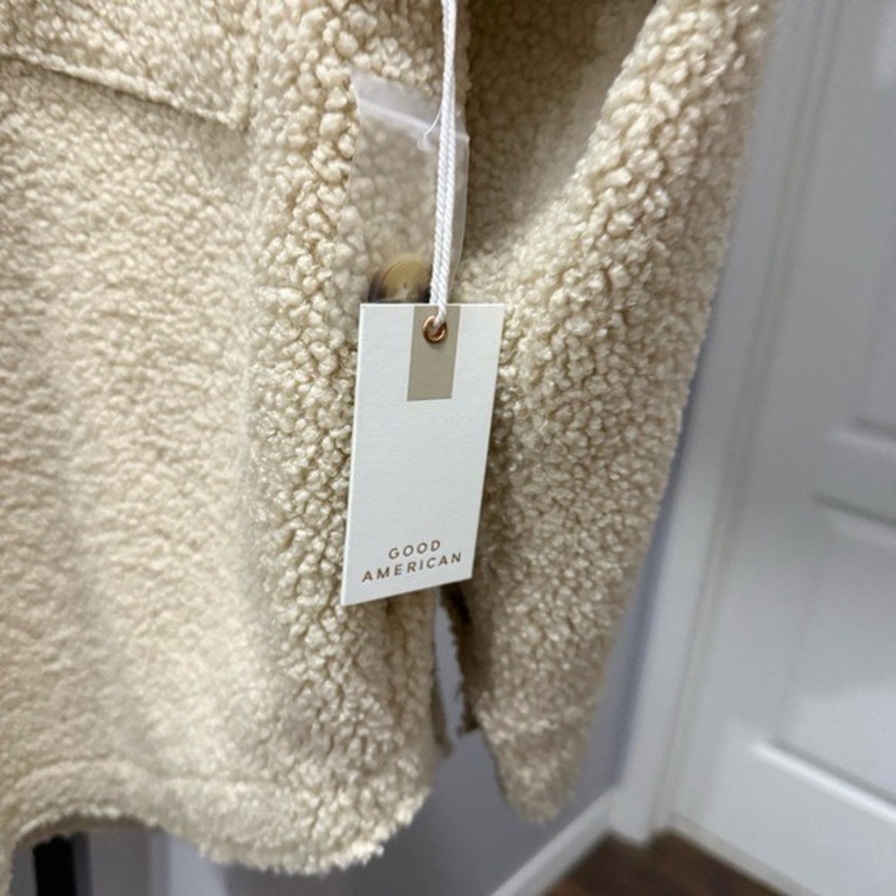 NWT! Good American Sherpa Shacket - Size 1/2 (Small/Medium) Cream Oversized • - Picture 7 of 13